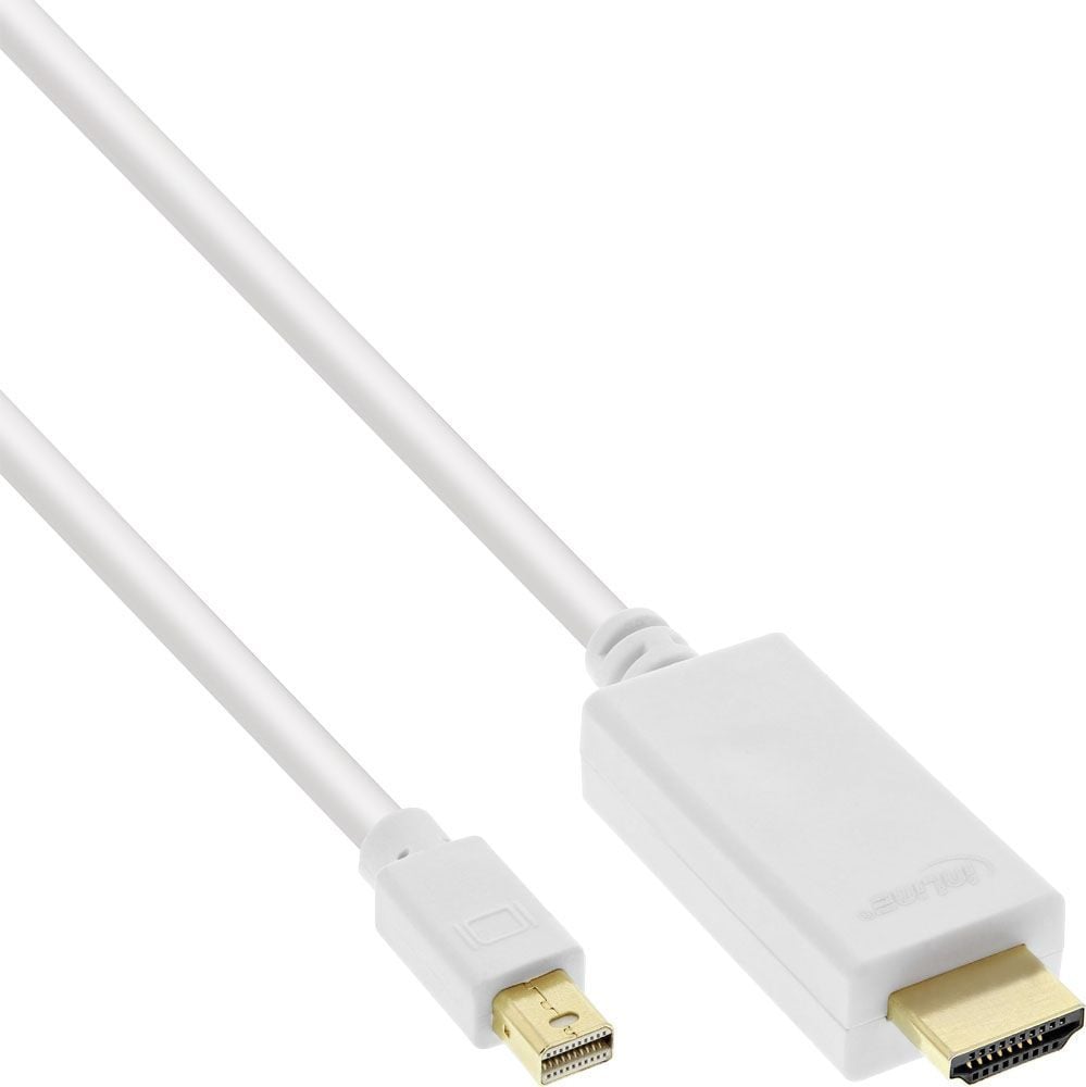Cablu InLine, DisplayPort Mini - HDMI, alb