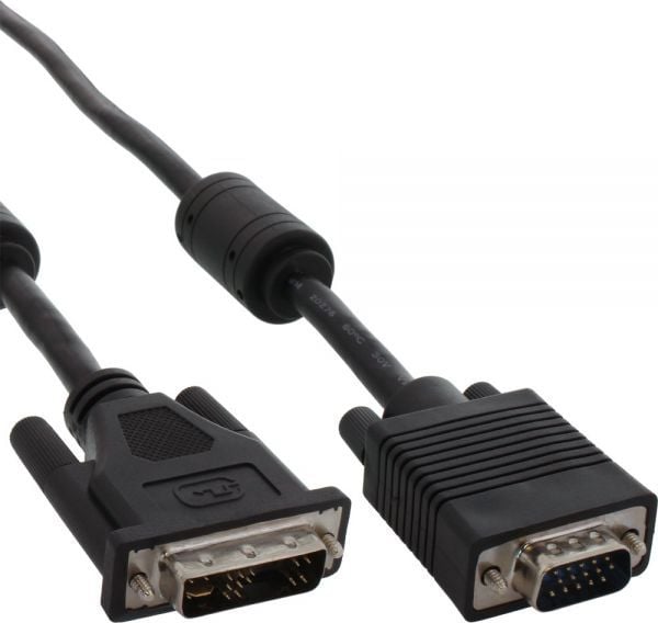 Cablu InLine, DVI-A - Sub-D (VGA), Negru