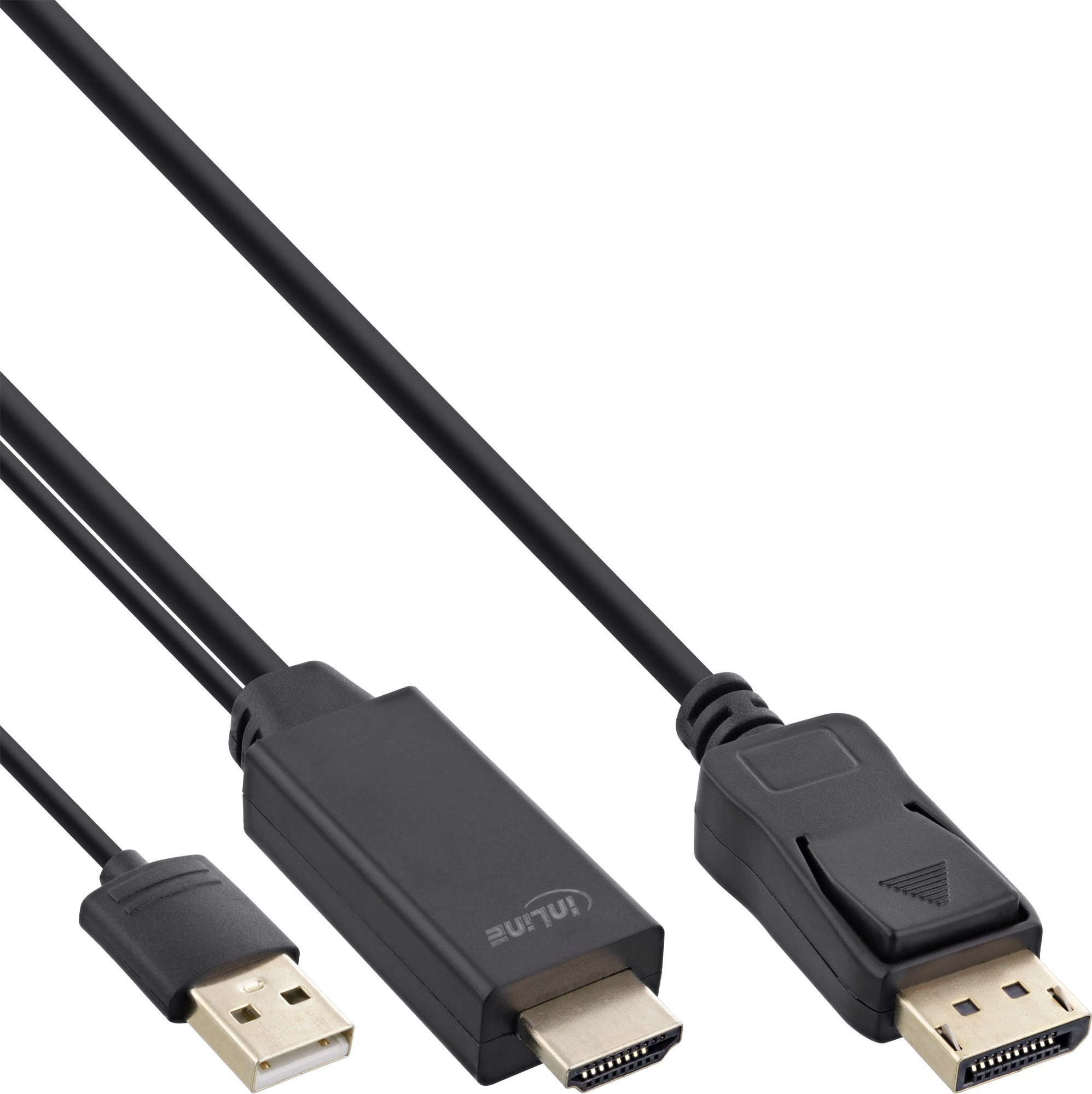 Cablu convertor InLine InLine® HDMI la DisplayPort, 4K, negru/auriu, 10 m