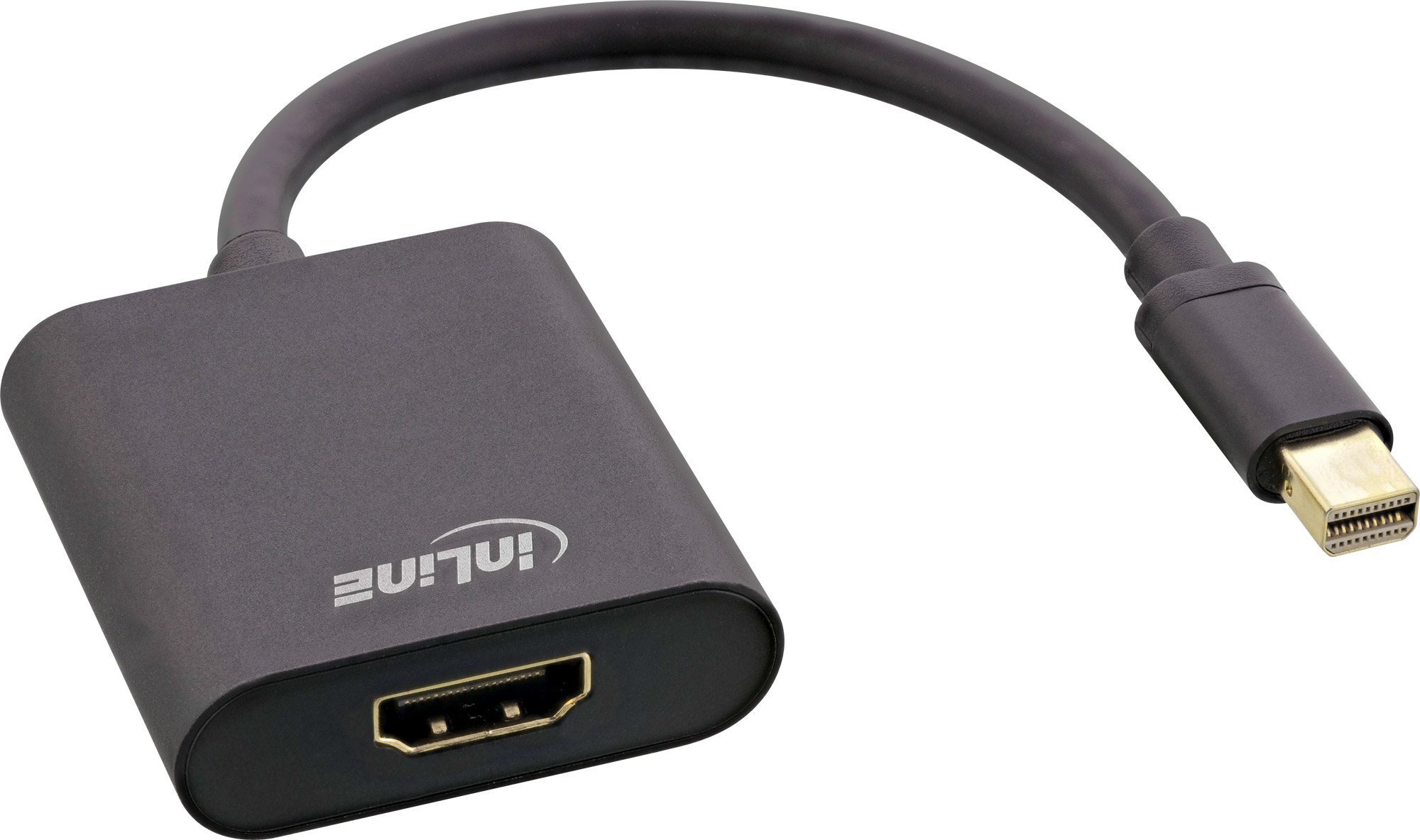 Cablu InLine Adaptor HDMI Mini DisplayPort InLine® din aluminiu cu audio, 4K/60Hz, negru, 0,15 m