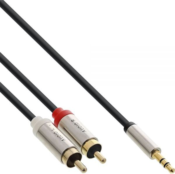 Cablu InLine, MiniJack 3,5 mm - RCA (Cinch) x2, Argint