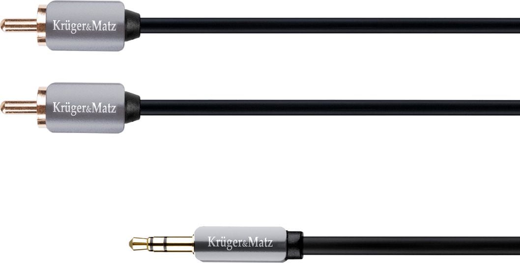 Kruger&Matz Jack 3.5mm - cablu RCA (Cinch) x2 1.8m argintiu (KM0310)