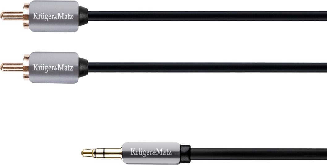 Kruger&Matz mufă 3,5 mm - RCA (Cinch) x2 cablu 1m argintiu (KM0309)