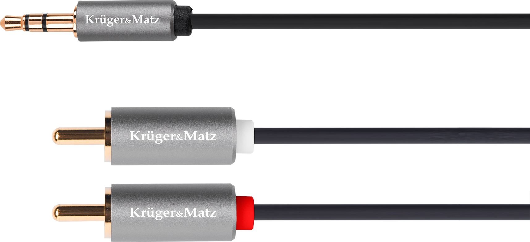 Mufă Kruger&Matz 3,5 mm - RCA (Cinch) x2 cablu 1m argintiu (KM1218)