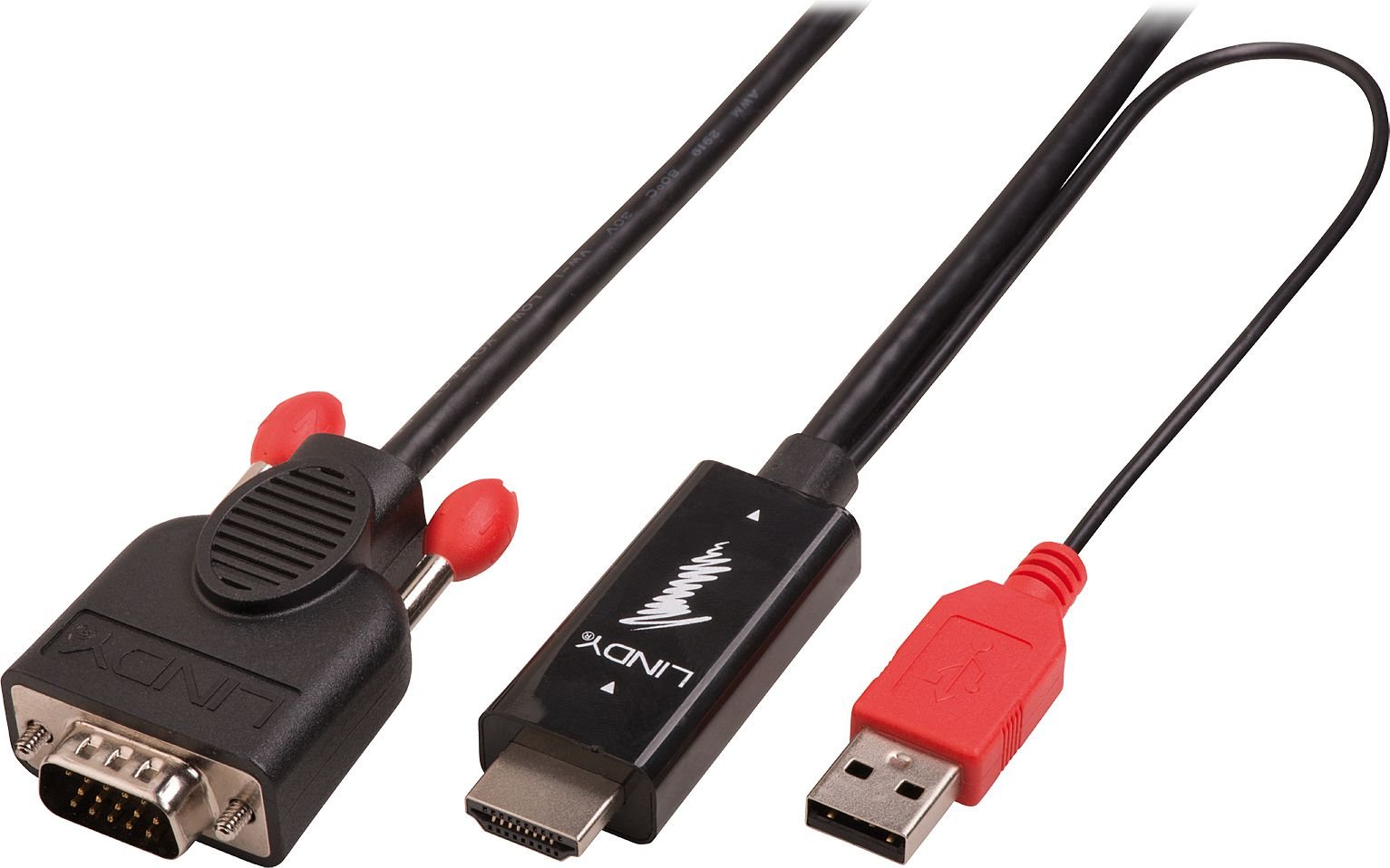 Lindy HDMI - D-Sub (VGA) + cablu USB-A 2m negru (41456)