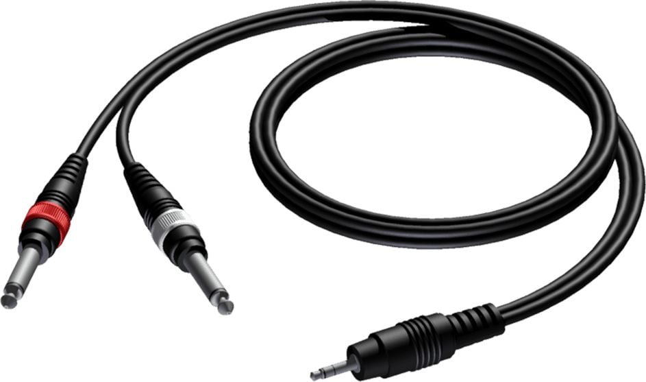 Cablu mufă Procab 3,5 mm - mufă 6,3 mm x2 3 m negru (CAB713/3)