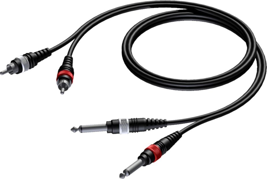 Cablu mufă Procab 6,3 mm x2 - RCA (Cinch) x2 1,5 m negru (CAB631/1,5)