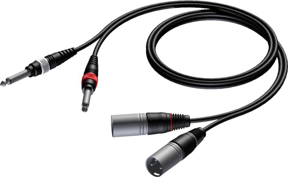 Cablu mufă Procab 6,3 mm x2 - XLR x2 1,5 m negru (CAB708/1,5)