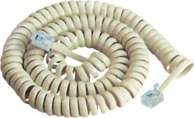 Cablu telefon, spiralat, alb, 2,1m - 402148