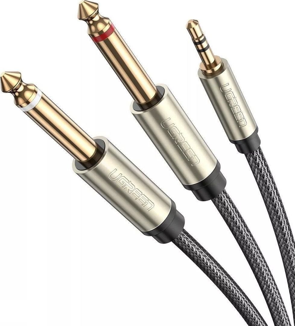 Cabluri si adaptoare - Cablu Ugreen mufă 3,5 mm - mufă 6,3 mm x2 3 m gri (UGR545GRY)