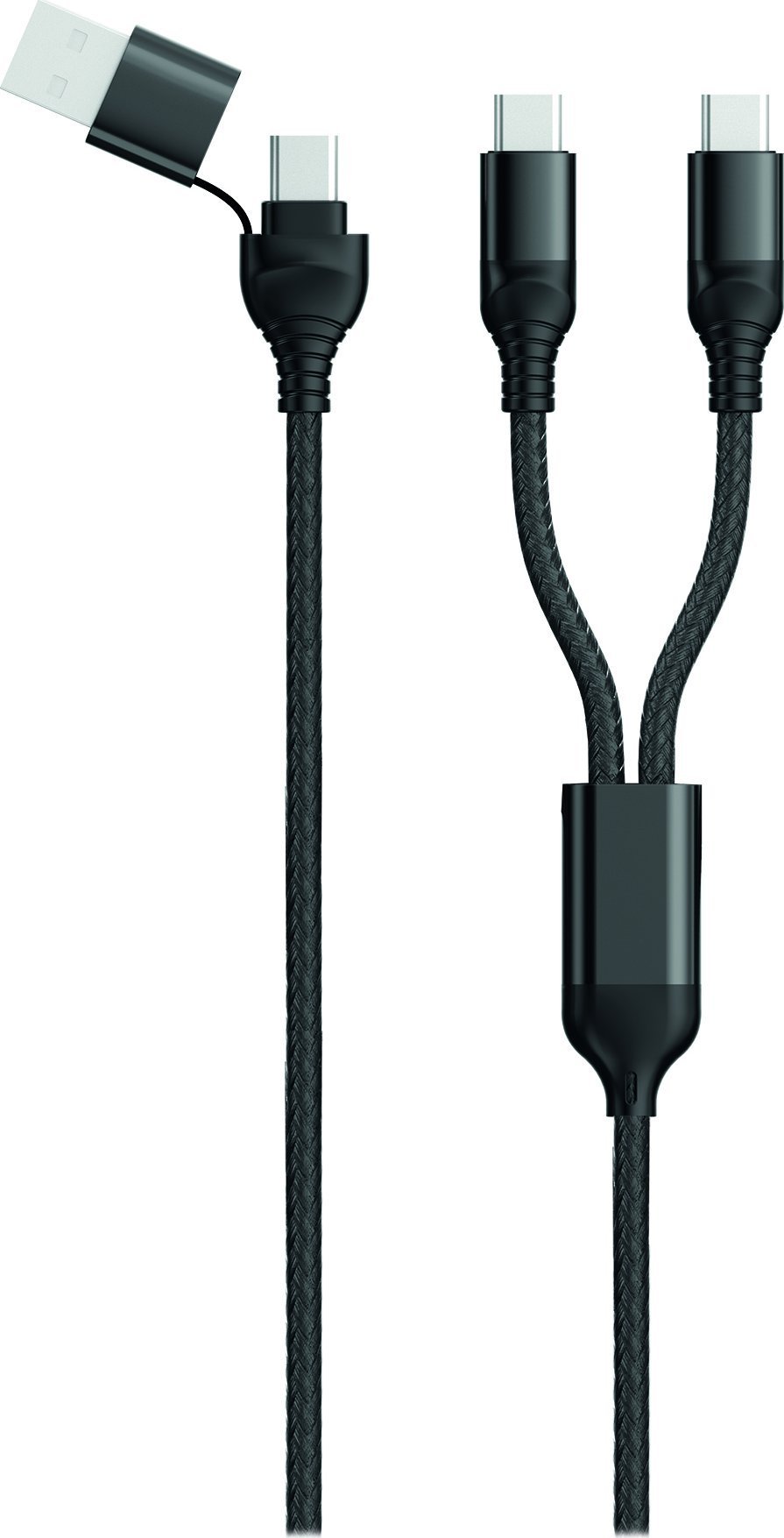 Cablu USB 2GO 2GO USB / Tip C Ladekabel DUO Tip C negru 120cm
