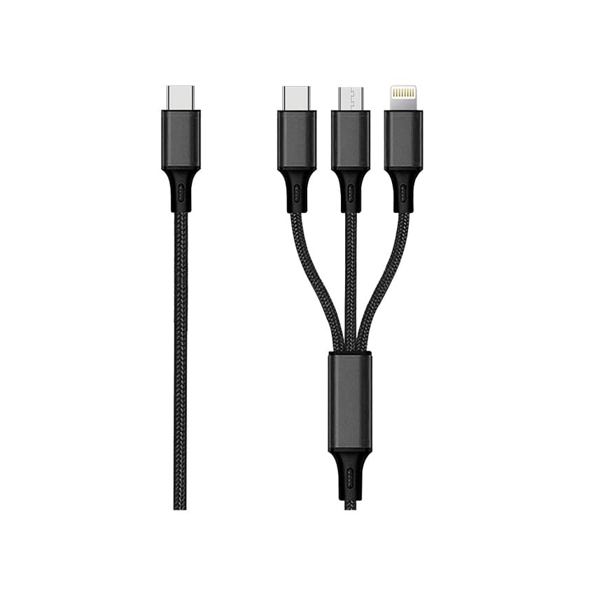 2GO USB-C - USB-C + microUSB + cablu Lightning 1,5 m Negru (797259)