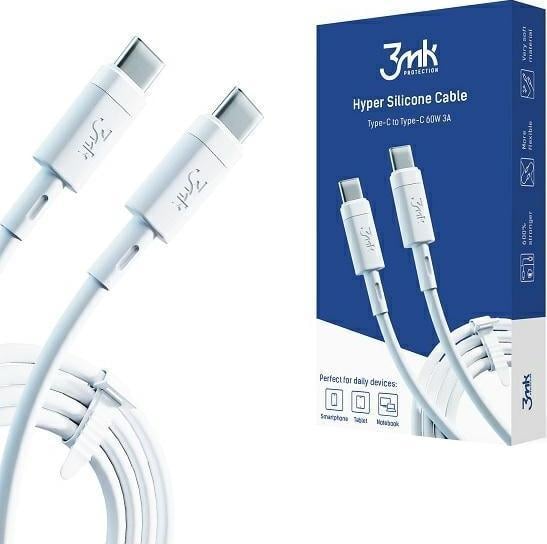 3MK HyperSilicone Cable USB-C / USB-C white cable 1m 60W 3A