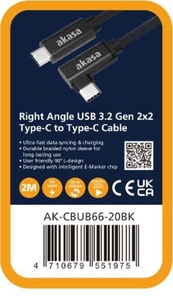 Akasa USB-C - cablu USB-C 2 m negru (AK-CBUB66-20BK)