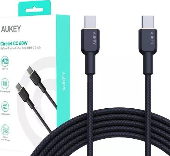 Kabel USB Aukey Aukey Kabel USB-C - USB-C, PD 60W, 1 m