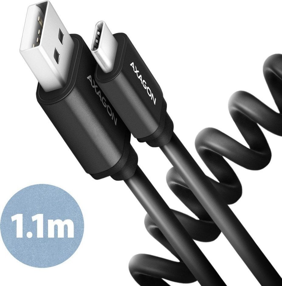 Kabel USB Axagon AXAGON BUCM-AM20TB, TWISTER kabel USB-C USB-A, 1.1m, USB 2.0, 3A, ALU, tpe, czarny
