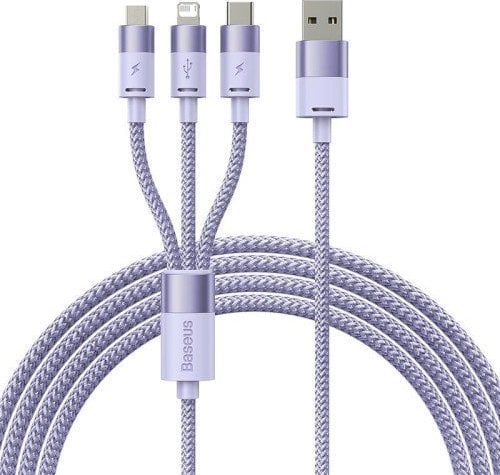 Cablu USB Baseus Baseus StarSpeed 3in1 USB-A/USB-C - micro USB - Lightning, 3.5A, 1.2m (violet)