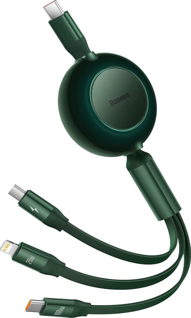 Baseus USB-C - USB-C + microUSB + cablu Lightning 1,1 m Verde (CAMJ010206)