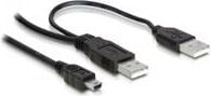Delock Cablu USB miniUSB - 2x USB-A 1 m Negru (82447)