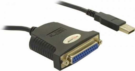 Cablu USB la paralel 25 pini 0.8m, Delock 61330