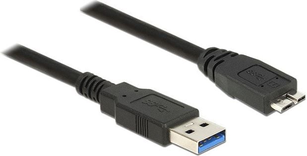 Cablu de date Micro USB Tip B si USB Tip A 3.0 Delock, 2m, Negru