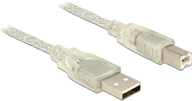 Cablu USB 2.0 tip A-B cu ferita 1.5m transparent, Delock 83893