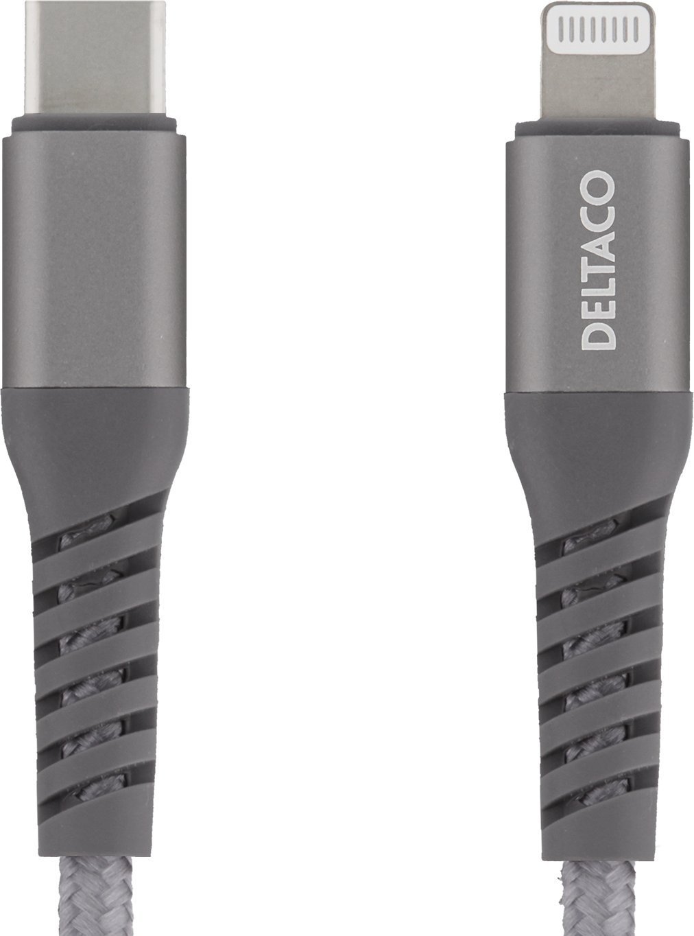 Kabel USB Deltaco DELTACO USB-C to Lightning Cable, 1m, 9V / 2A PD, 5V / 3A PD, 5V / 2.4A, USB 2.0, Gray / IPLH-314M