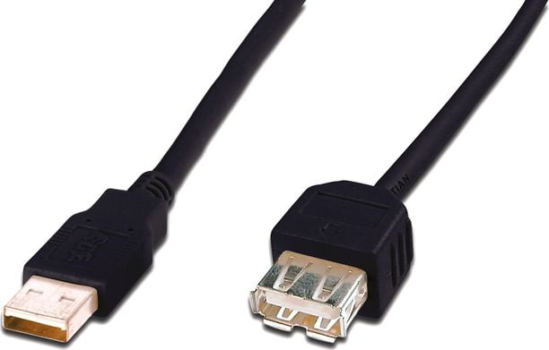 Extensie negru USB A / M - USB A / USB 2.0 1.8m (AK-300202-018-S)