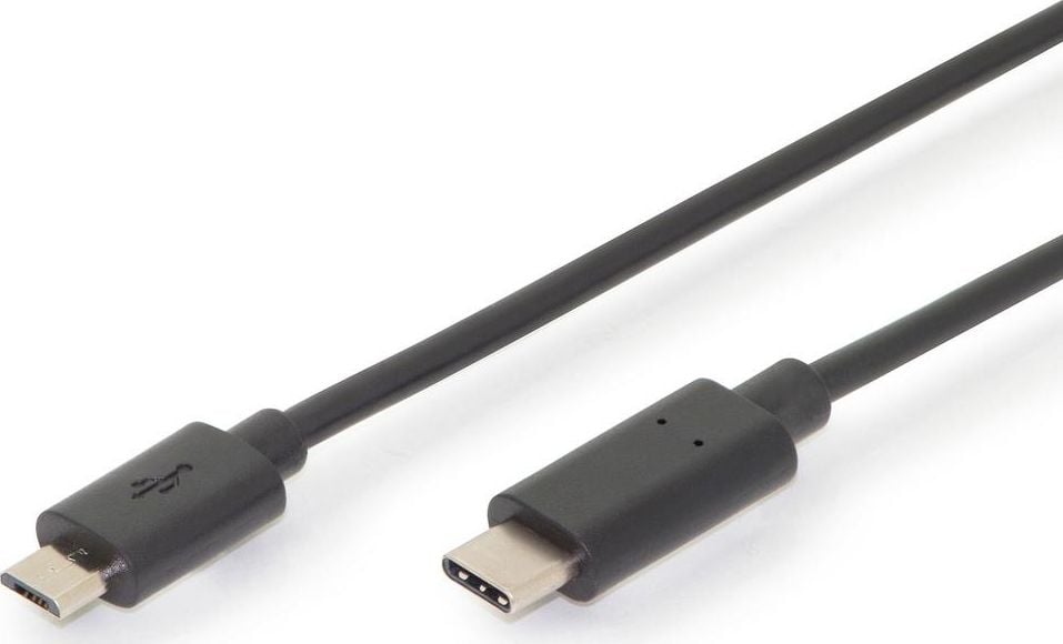 Cabluri - Cablu Assmann, USB-C/Micro USB, USB 2.0, 3m, Negru