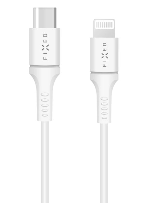 Cablu de date si incarcare Fixed cu conectori USB-C/Lightning si suport PD, 1 metru, certificare MFI, 60W, alb