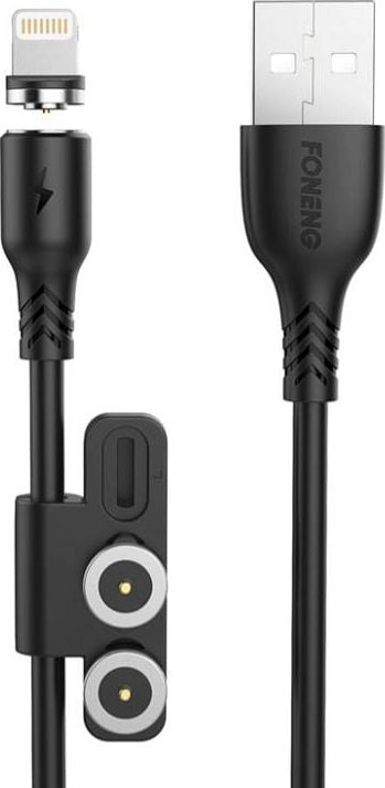 Cablu de date magnetic Foneng Foneng 3in1 (micro USB, tip C, fulger) X62 2.1A 1m Negru EU