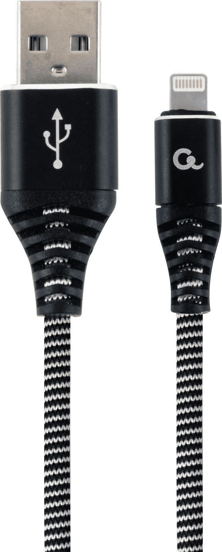 Cablu Premiu de date si incarcare, bumbac impletit, 8-pin , 2 m, alb/negru `CC-USB2B-AMLM-2M-BW`