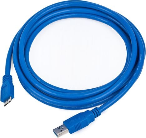 Cabluri - Cablu USB 3.0, lungime 3 m, Gembird, conectori USB tata la micro-USB type B tata, viteza de transfer pana la 600 Mbps, albastru