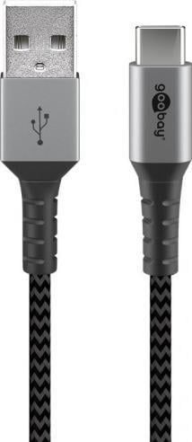 Cablu USB Goobay USB-A - USB-C 1m argintiu (49296)