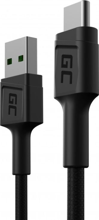 Cablu USB Green Cell USB-A - USB-C 1,2 m Negru (KABGC25)