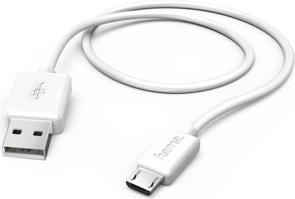 Cabluri - Cablu de date Hama sincronizare USB - Micro USB, 1.4m, Alb