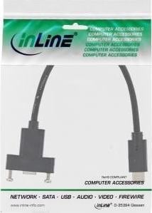 Cablu USB InLine InLine® USB 3.2 Gen.2 C tată la mamă cu cablu cu flanșă 0,2 m, negru