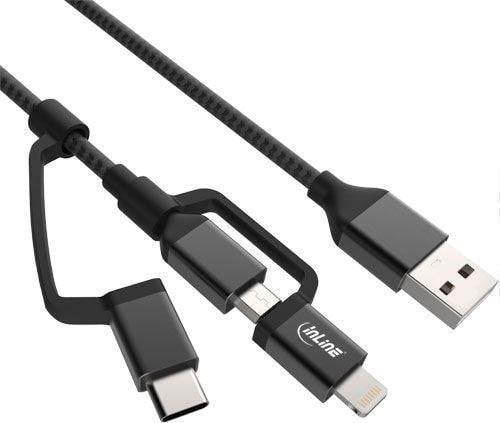 3-in-1 - Cablu USB - USB (M) este un micro USB de tip B (M) - USB 2.0 - 1.5m - Black (31415S)
