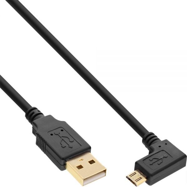 Accesoriu pentru imprimanta inline Micro USB 2.0 USB Type A na Micro-B kątowy negru 1.5m (31715T)