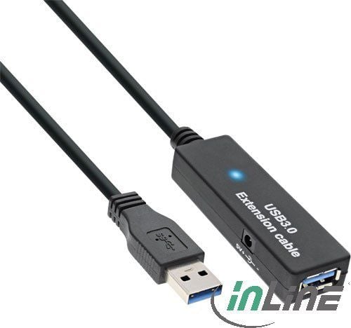 USB InLine USB-A - Cablu USB-A 20 m negru (35657)