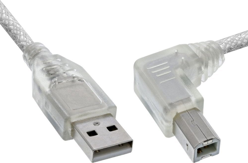 USB-B 1m unghi, transparent (34519R)