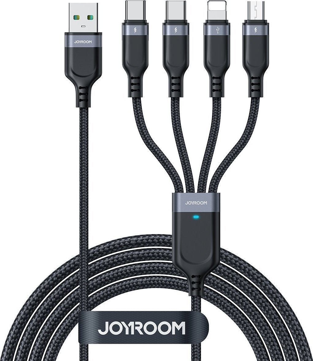 Kabel USB Joyroom Kabel Joyroom S-1T4018A18 4w1 USB-A/2x USB-C - Lightning - microUSB 1.2m czarny