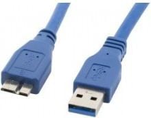 Cablu USB 3.0 tata la Micro USB 3.0 tip B tata, Lanberg 41384, 5Gb/s, lungime 0.5 m, albastru