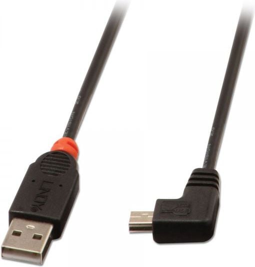 Accesoriu pentru imprimanta lindy USB A -> Mini USB B kątowa, (M/M), negru, 1m (31971)