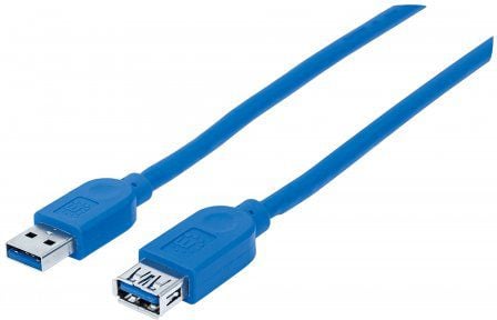 Kabel USB Manhattan USB-A - USB-A 1 m Niebieski (325394)