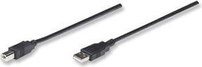 Cablu USB, Manhattan, USB 2.0 T/T, Tip A/B, 3 m, Negru