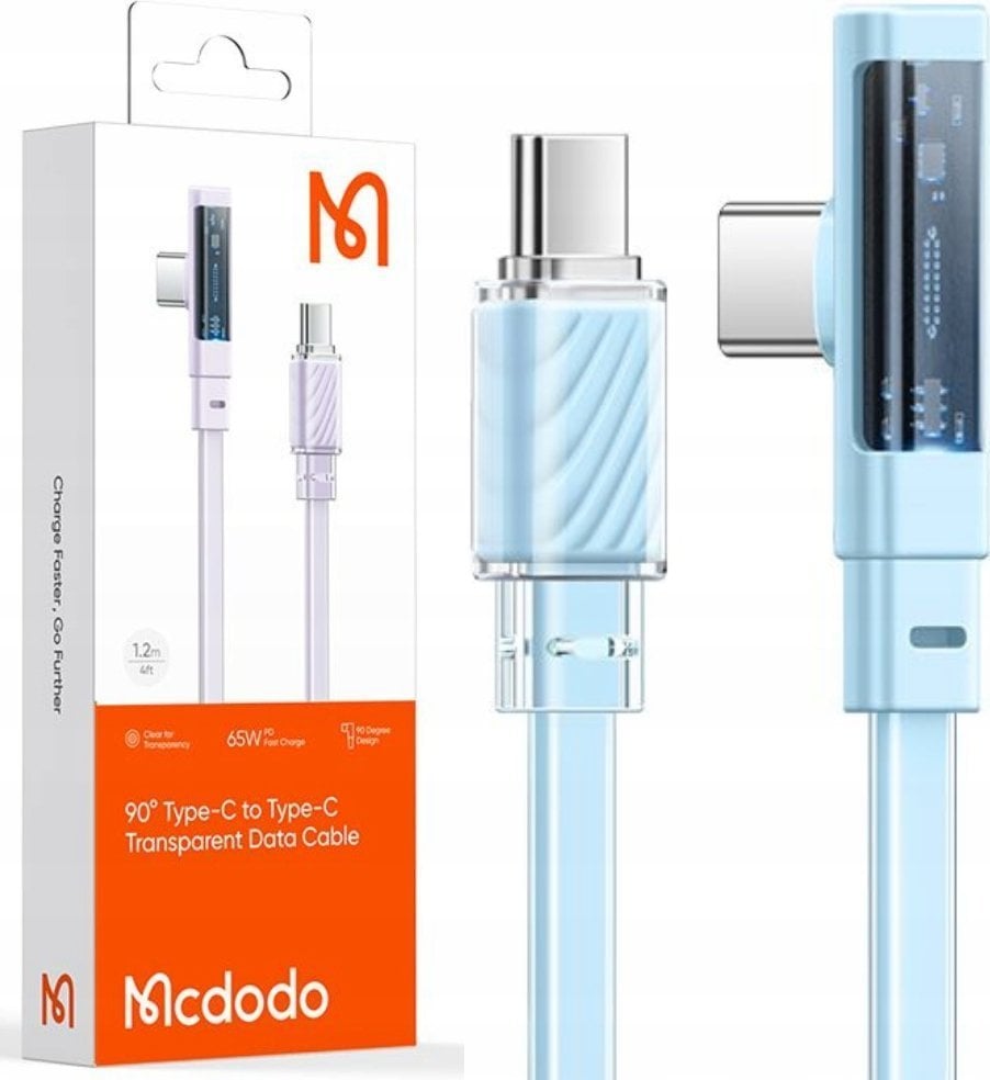 Kabel USB Mcdodo Mcdodo Szybki Kabel Kątowy Usb-C Pd 65W 1,2M Niebieski