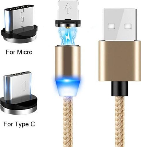 Cablu USB Prolink USB-A - USB-C + microUSB + Lightning 1 m Aur (023342)