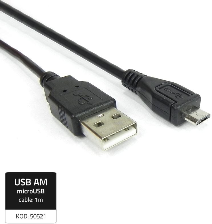 Kabel USB Qoltec USB-A - microUSB 1 m Czarny (50521)