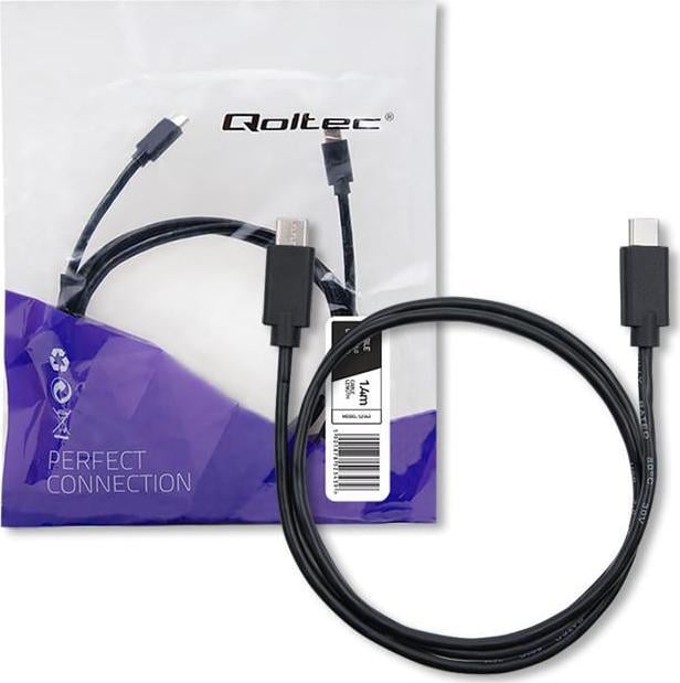 Cablu USB Qoltec USB-C - USB-C 1,4 m Negru (52343)